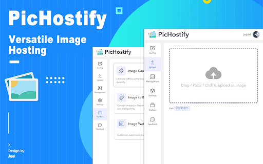 PicHostify  from Chrome web store to be run with OffiDocs Chromium online