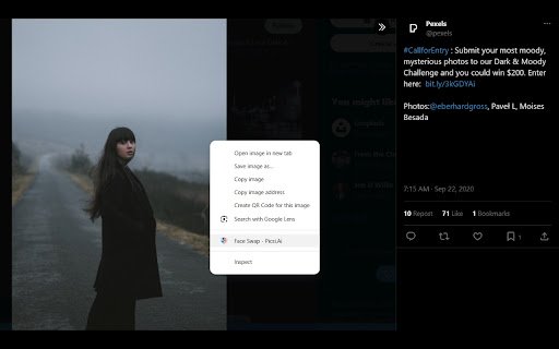 Picsi.Ai Face Swapper  from Chrome web store to be run with OffiDocs Chromium online