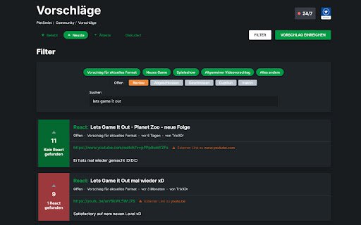 PietSmiet Reactions YouTube  from Chrome web store to be run with OffiDocs Chromium online
