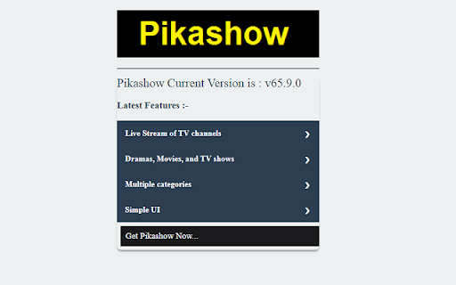 Pikashow for PC Windows and Mac from Chrome web store to be run with OffiDocs Chromium online Pikashow for PC Windows and Mac from Chrome web store to be run with OffiDocs Chromium online