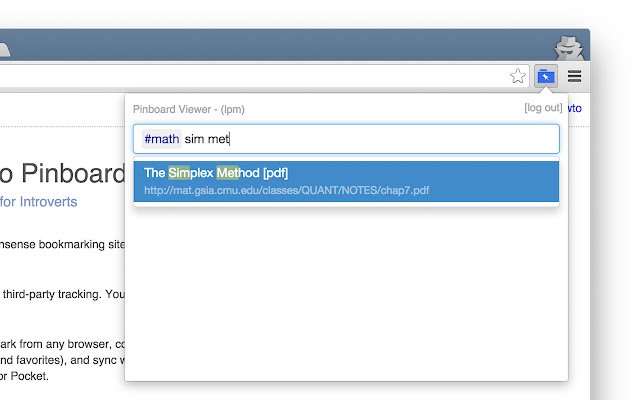 Pinboard Viewer mula sa Chrome web store na tatakbo sa OffiDocs Chromium online
