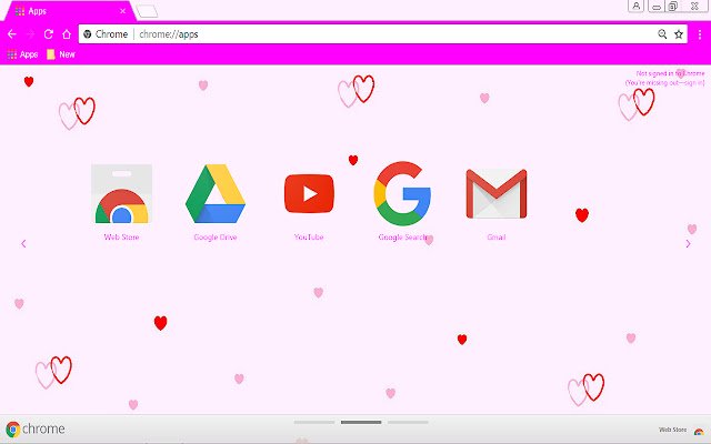 ธีมหัวใจสีชมพูจาก Chrome เว็บสโตร์ที่จะทำงานกับ OffiDocs Chromium ออนไลน์