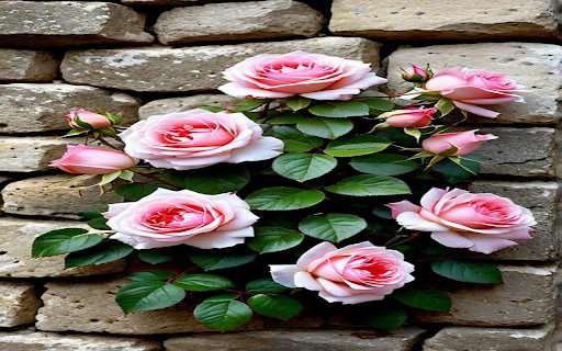 Pink roses on wall wallpaper  from Chrome web store to be run with OffiDocs Chromium online