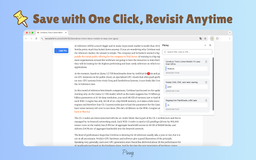 Pinny Pin  Save Web Locations  from Chrome web store to be run with OffiDocs Chromium online
