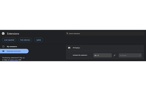 PiP Button  from Chrome web store to be run with OffiDocs Chromium online