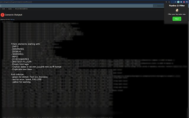 Pipeline Log Filter  from Chrome web store to be run with OffiDocs Chromium online
