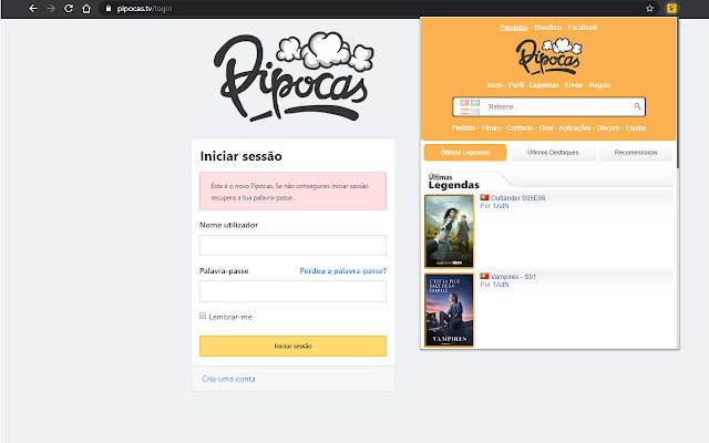Pipocas.TV chính thức từ cửa hàng Chrome trực tuyến sẽ được chạy với OffiDocs Chromium trực tuyến