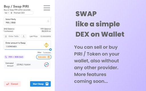 Pirichain Wallet  from Chrome web store to be run with OffiDocs Chromium online