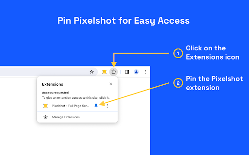 Pixelshot Full Page Screenshot  from Chrome web store to be run with OffiDocs Chromium online