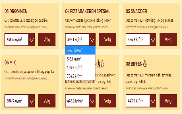 Pizzabakeren arealpris із веб-магазину Chrome буде працювати за допомогою OffiDocs Chromium онлайн