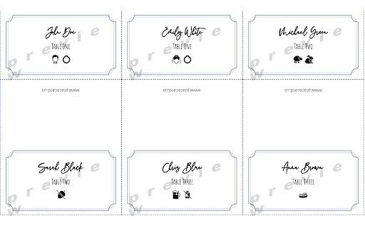 Place Card Template  Table Name Card  from Chrome web store to be run with OffiDocs Chromium online