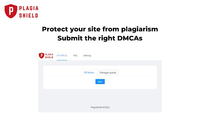 PlagiaShield DMCA filler  from Chrome web store to be run with OffiDocs Chromium online
