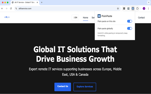 PlainPaste  from Chrome web store to be run with OffiDocs Chromium online