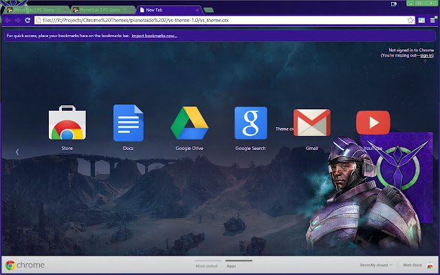 Motyw Planetside 2 Vanu Sovereignty ze sklepu internetowego Chrome do uruchomienia z OffiDocs Chromium online