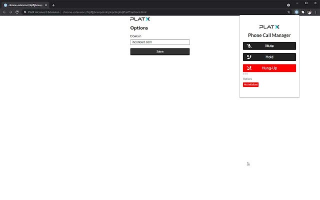 PlatX inConcert Extension  from Chrome web store to be run with OffiDocs Chromium online