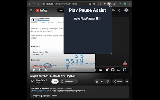 Play Pause Assist  from Chrome web store to be run with OffiDocs Chromium online