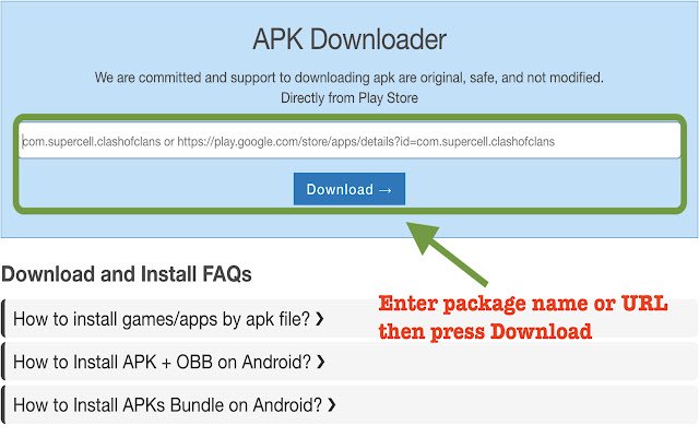 Play Store Apk Downloader untuk PC daripada kedai web Chrome untuk dijalankan dengan OffiDocs Chromium dalam talian