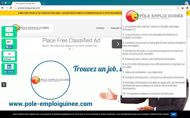 Pôle Emploi Guinée из интернет-магазина Chrome будет работать с онлайн-версией OffiDocs Chromium