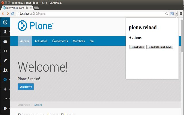 Plone Reloader dal Chrome web store da eseguire con OffiDocs Chromium online