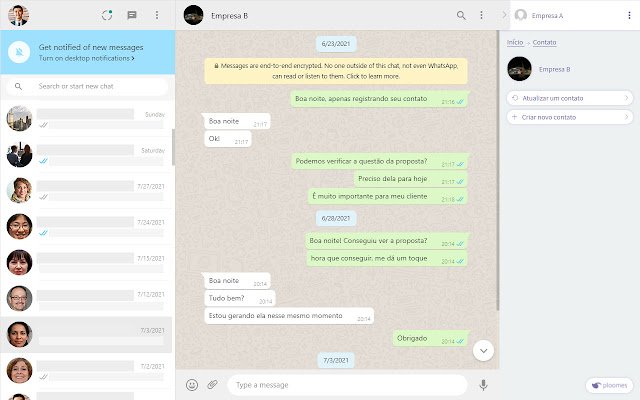 Ploomes para WhatsApp  from Chrome web store to be run with OffiDocs Chromium online