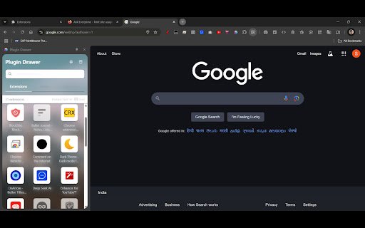 Plugin Drawer  from Chrome web store to be run with OffiDocs Chromium online