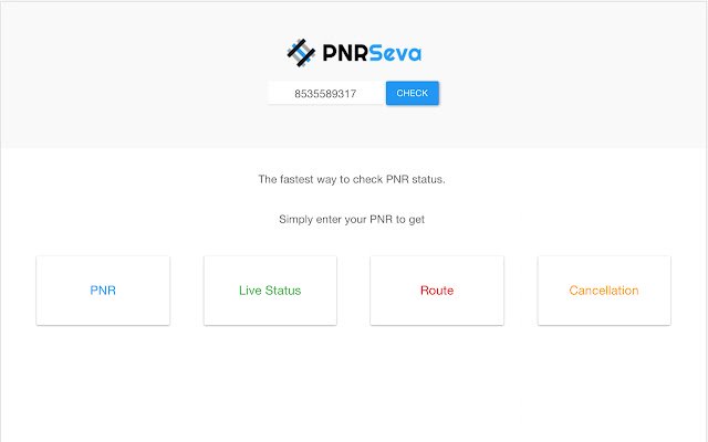 PNRSeva PNR and Live Status  from Chrome web store to be run with OffiDocs Chromium online