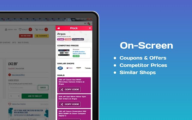 Инструменты для покупок купонов Pock (на экране) из интернет-магазина Chrome будут работать с OffiDocs Chromium онлайн