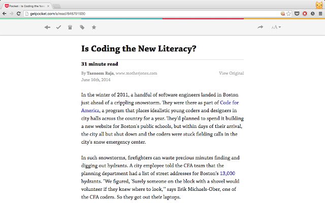 Pocket Article Reading Time  from Chrome web store to be run with OffiDocs Chromium online