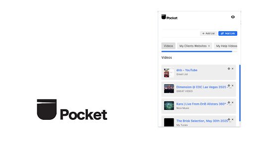 Pocket Link Manager  from Chrome web store to be run with OffiDocs Chromium online