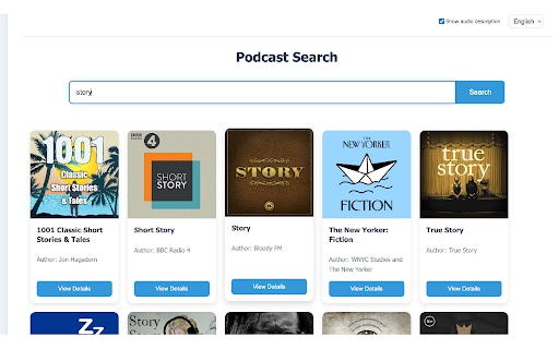 Podcast Search  from Chrome web store to be run with OffiDocs Chromium online
