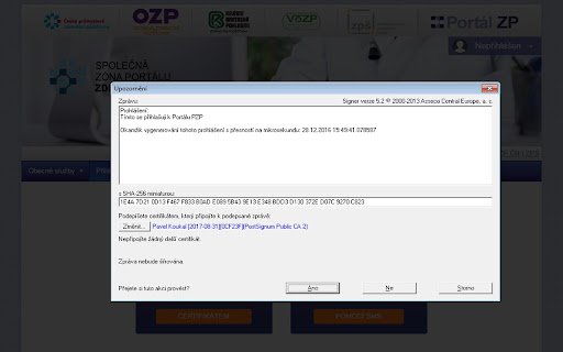 Podepisovací komponenta Signer  from Chrome web store to be run with OffiDocs Chromium online