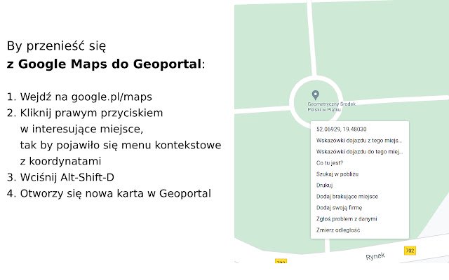 Podróżuj między Geoportal at Google Maps mula sa Chrome web store na tatakbo sa OffiDocs Chromium online