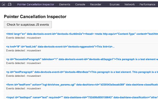 Pointer Cancellation Inspector  from Chrome web store to be run with OffiDocs Chromium online