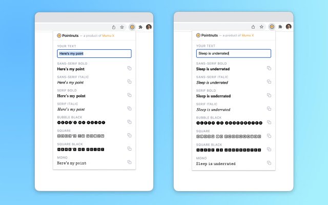 Chrome web mağazasındaki Pointnuts çevrimiçi OffiDocs Chromium ile çalıştırılacak