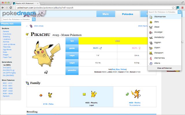 Chrome ウェブストアからの PokeDream ポケモン検索を OffiDocs Chromium オンラインで実行