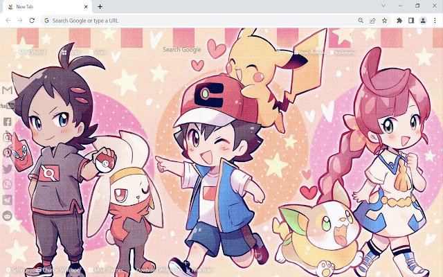 Tapeta Pokemon Chibi ze sklepu internetowego Chrome do uruchomienia z OffiDocs Chromium online