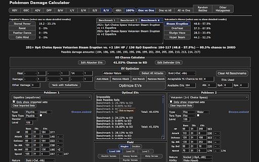 Pokemon Showdown Calculator EV Optimizer  from Chrome web store to be run with OffiDocs Chromium online