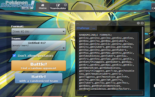 Pokemon Showdown Randomizer  from Chrome web store to be run with OffiDocs Chromium online