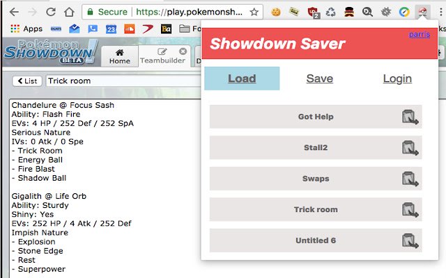 Chrome 网上商店的 Pokemon Showdown Team Saver 将与 OffiDocs Chromium 在线运行