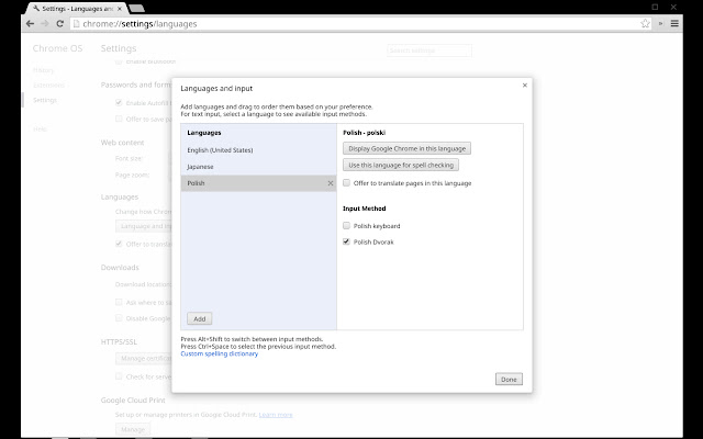 Polish Dvorak  from Chrome web store to be run with OffiDocs Chromium online