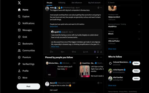 Politics free Twitter  from Chrome web store to be run with OffiDocs Chromium online