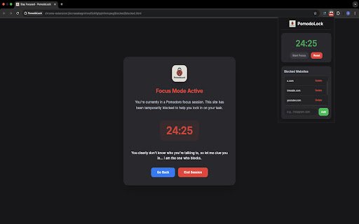 PomodoLock  from Chrome web store to be run with OffiDocs Chromium online