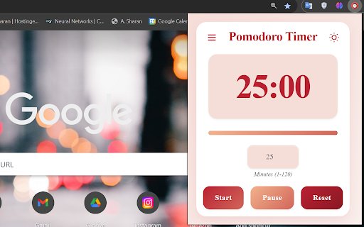 Pomodoro clock  from Chrome web store to be run with OffiDocs Chromium online