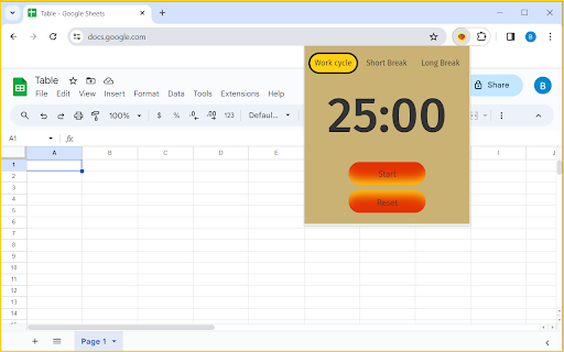 Pomodoro Method  from Chrome web store to be run with OffiDocs Chromium online