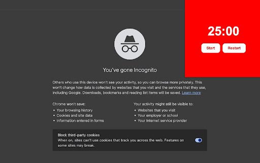 Pomodoro Timer  from Chrome web store to be run with OffiDocs Chromium online