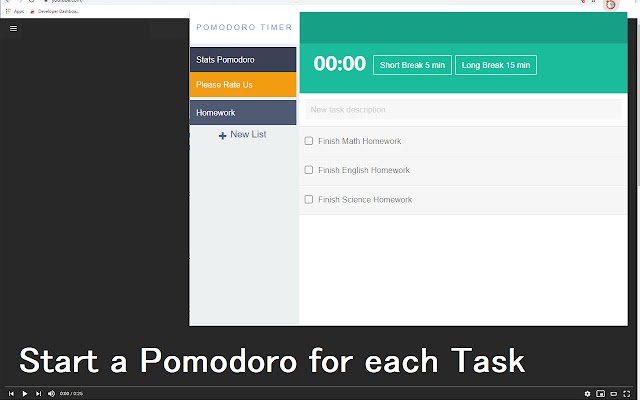 Pomodoro Timer for Google Chrome™  from Chrome web store to be run with OffiDocs Chromium online
