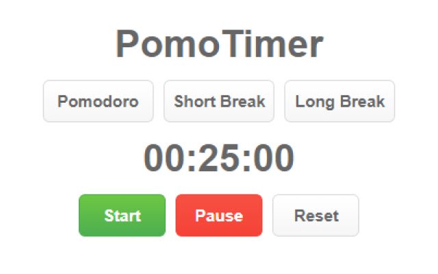 سيتم تشغيل PomoTimer من متجر Chrome الإلكتروني مع OffiDocs Chromium عبر الإنترنت