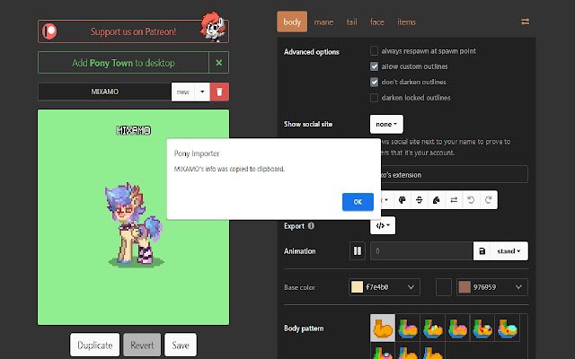 Pony Importer dal negozio web di Chrome può essere eseguito con OffiDocs Chromium online