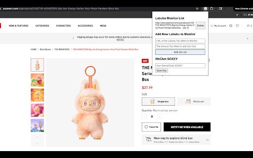 PopMart Inventory Monitor  from Chrome web store to be run with OffiDocs Chromium online