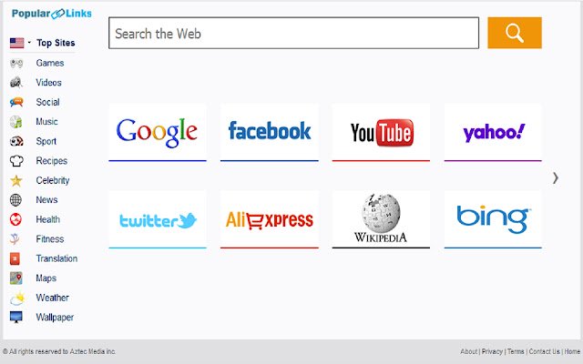 برگه جدید PopularLinks از فروشگاه وب Chrome برای اجرا با OffiDocs Chromium به صورت آنلاین